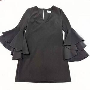 Milly NICOLE Adorned Flutter Sleeve Little Black Dress Size 2